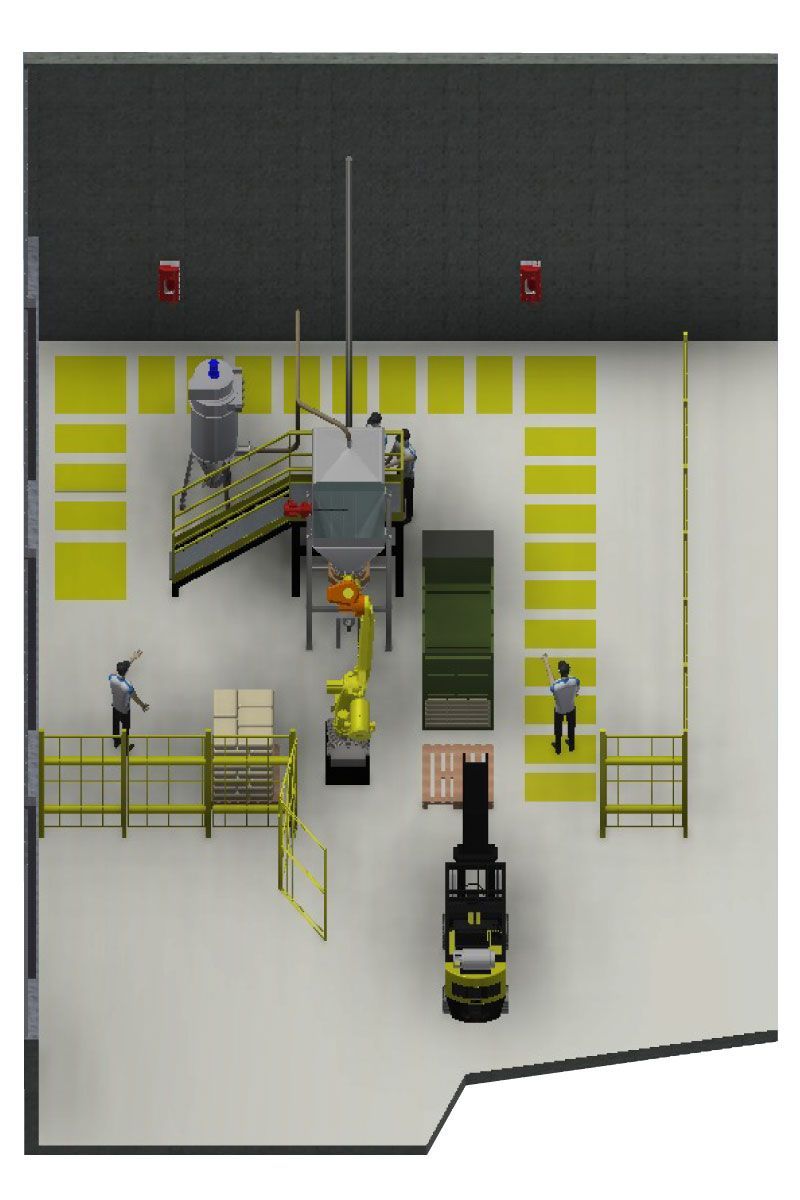 Descarga automática de sacos. Automatización Industrial.