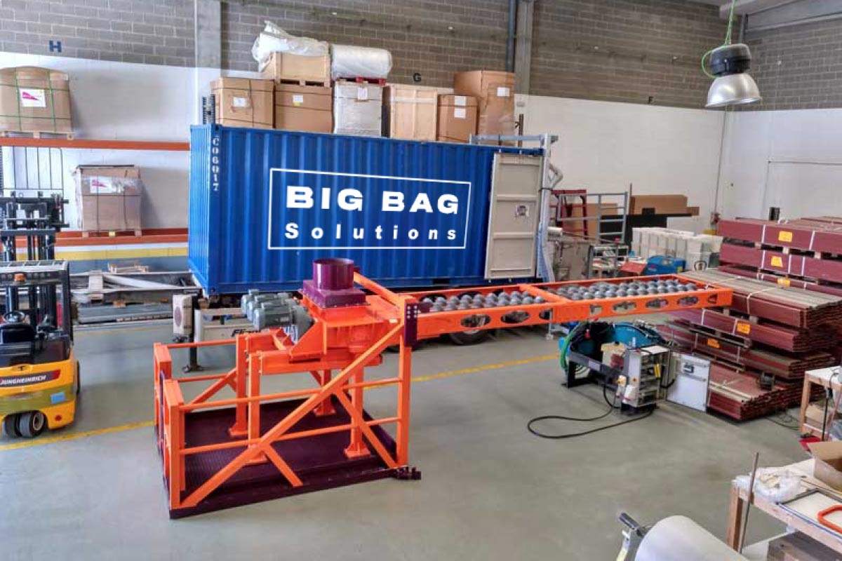 Llenado de containers equipados con liner interior, tres tecnologías de por sinfín, por cinta transportadora y por transporte neumático