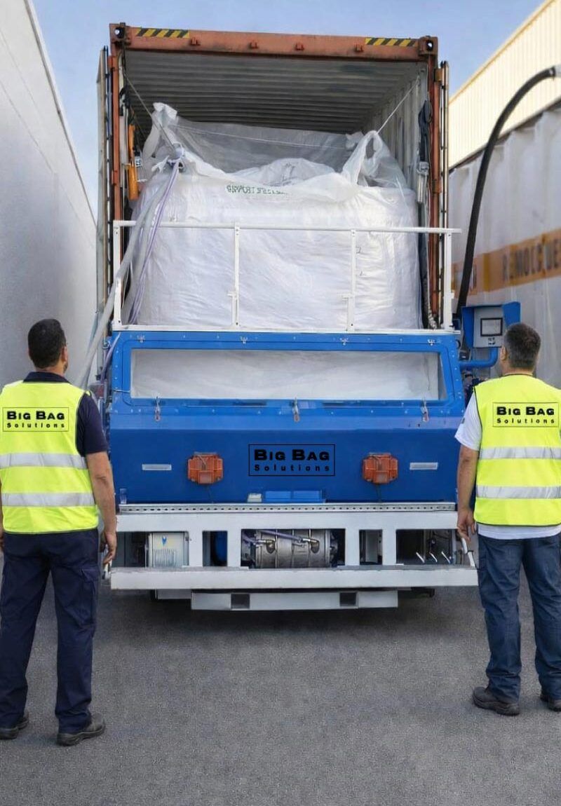 Llenado de containers equipados con liner interior, tres tecnologías de por sinfín, por cinta transportadora y por transporte neumático